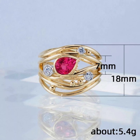 New Women’s yellow Gold Plated Diamond Ring - Picture 2 of 2